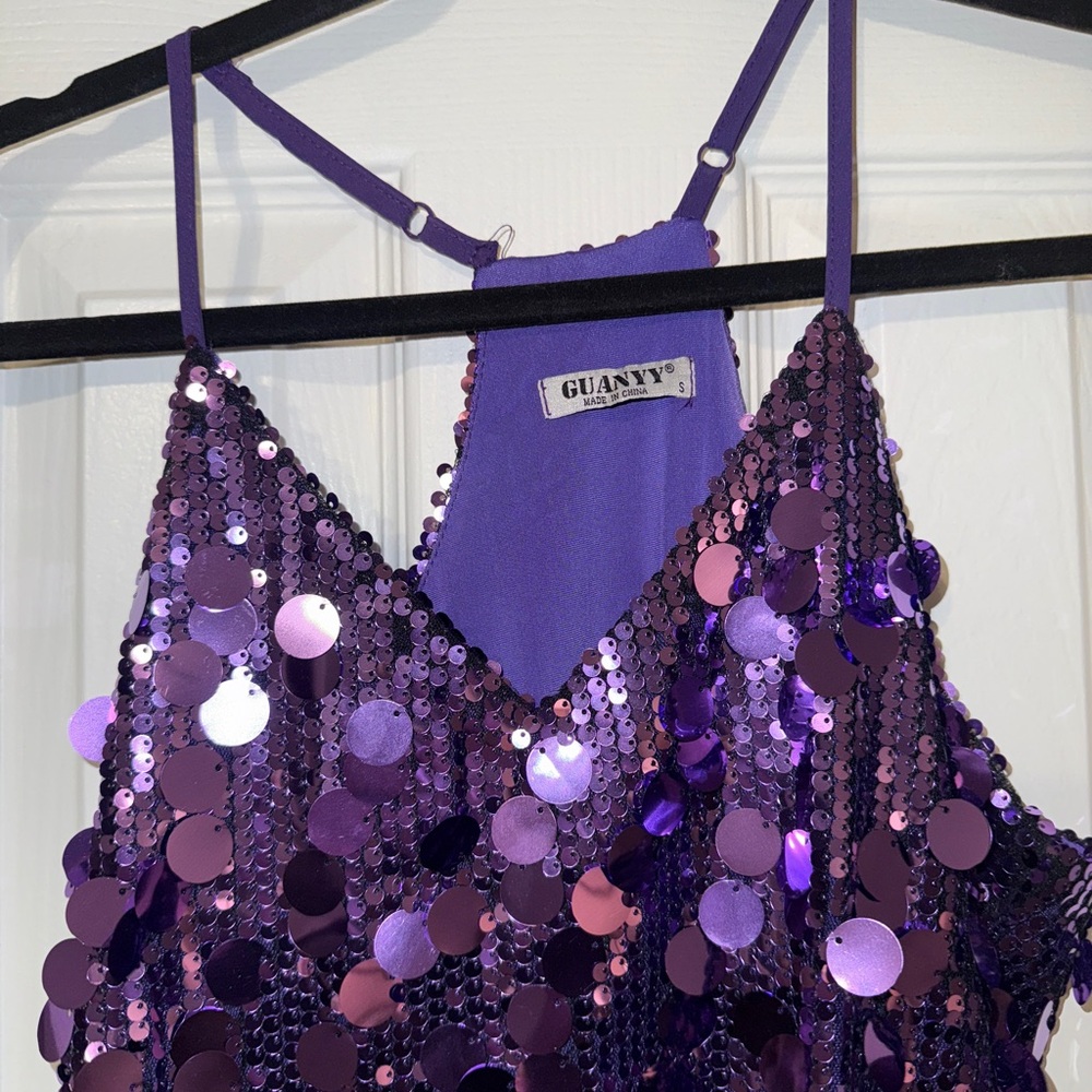 Glamorous Purple Sequin Camisole - Picture 9 of 10